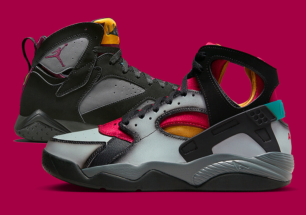 Nike Air Flight Huarache Channels Air Jordan 7's Bordeaux Aesthetic | Hot Razzberry Nike Air Flight Huarache channels Air Jordan 7's Bordeaux Aesthetic