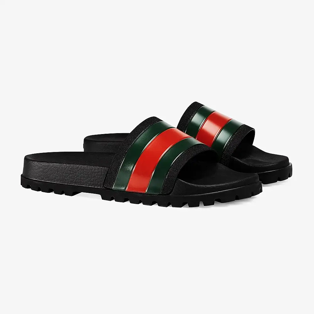 Gucci Web Rubber Slides