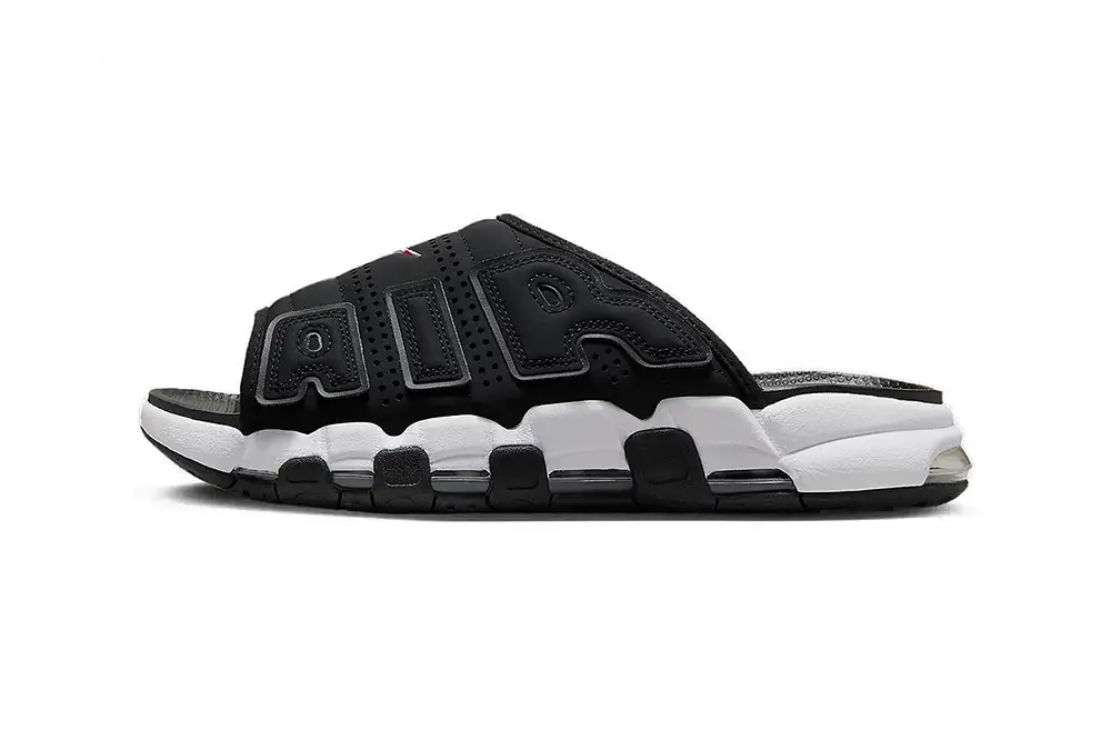 Nike Air More Uptempo Slides Drop With Blacked-Out Lettering