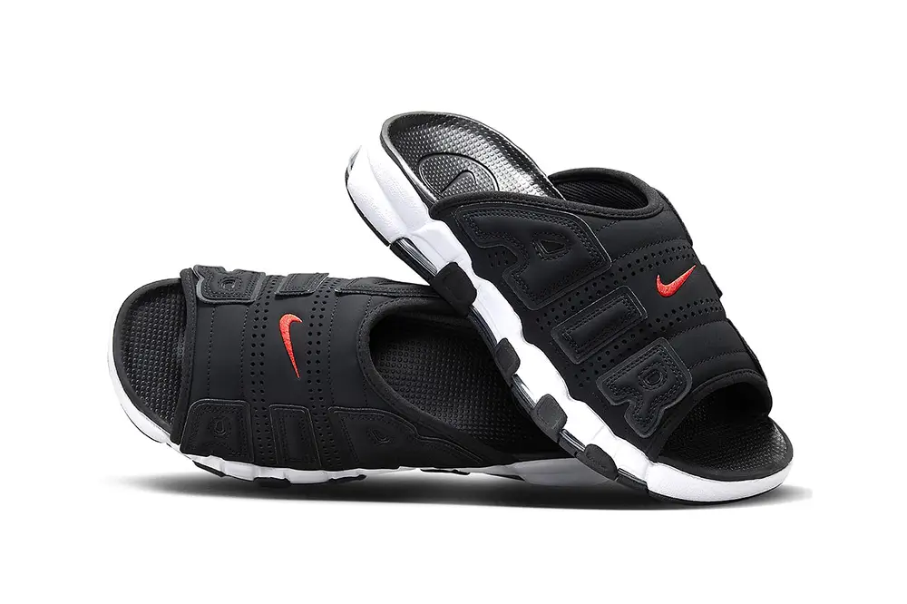 Nike Air More Uptempo Slides Drop With Blacked-Out Lettering