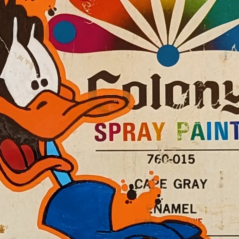 Duck Dodgers Vintage Spraypaint Label Piece 8.5x10